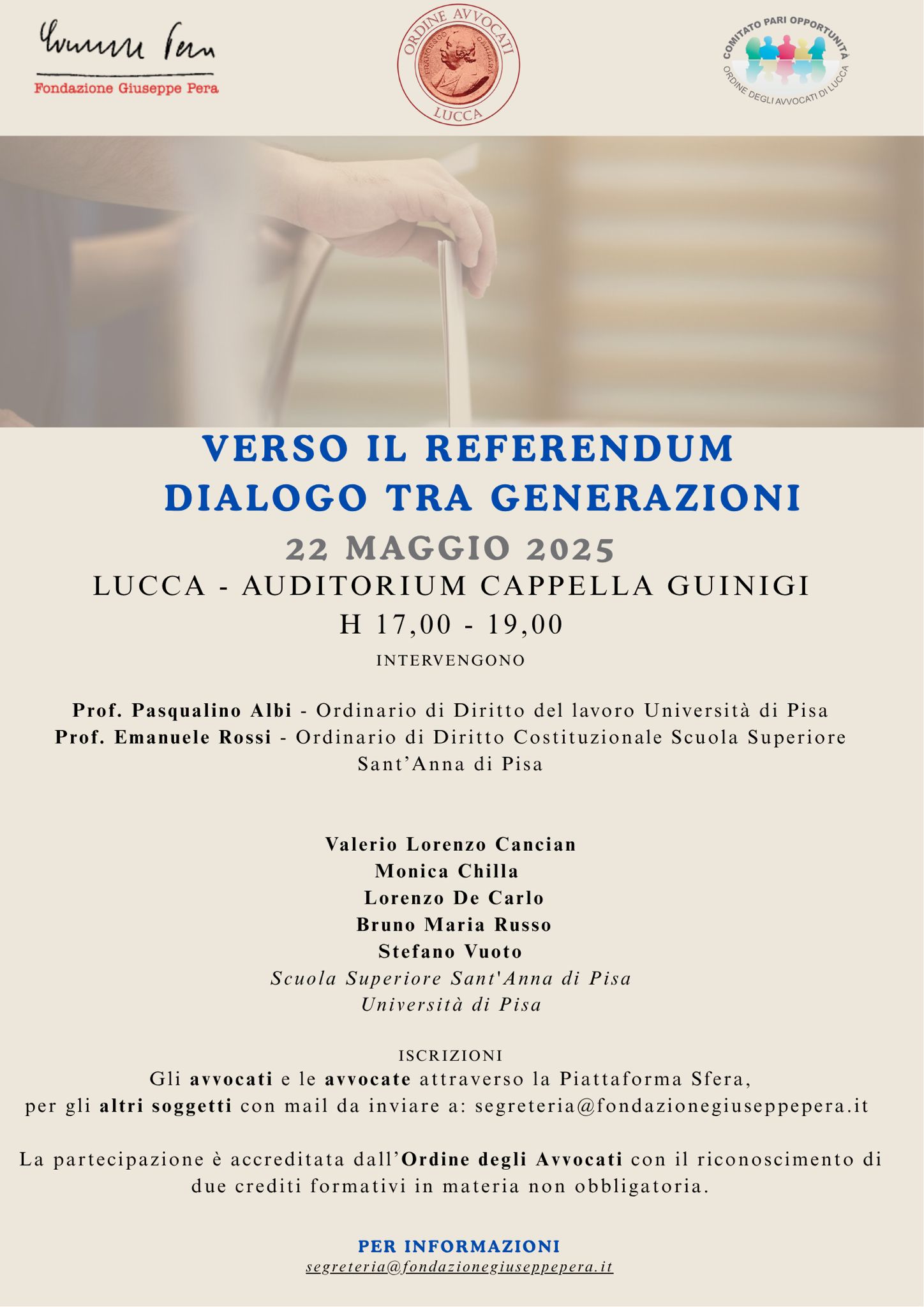 VERSO IL REFERENDUM DIALOGO TRA GENERAZIONI
